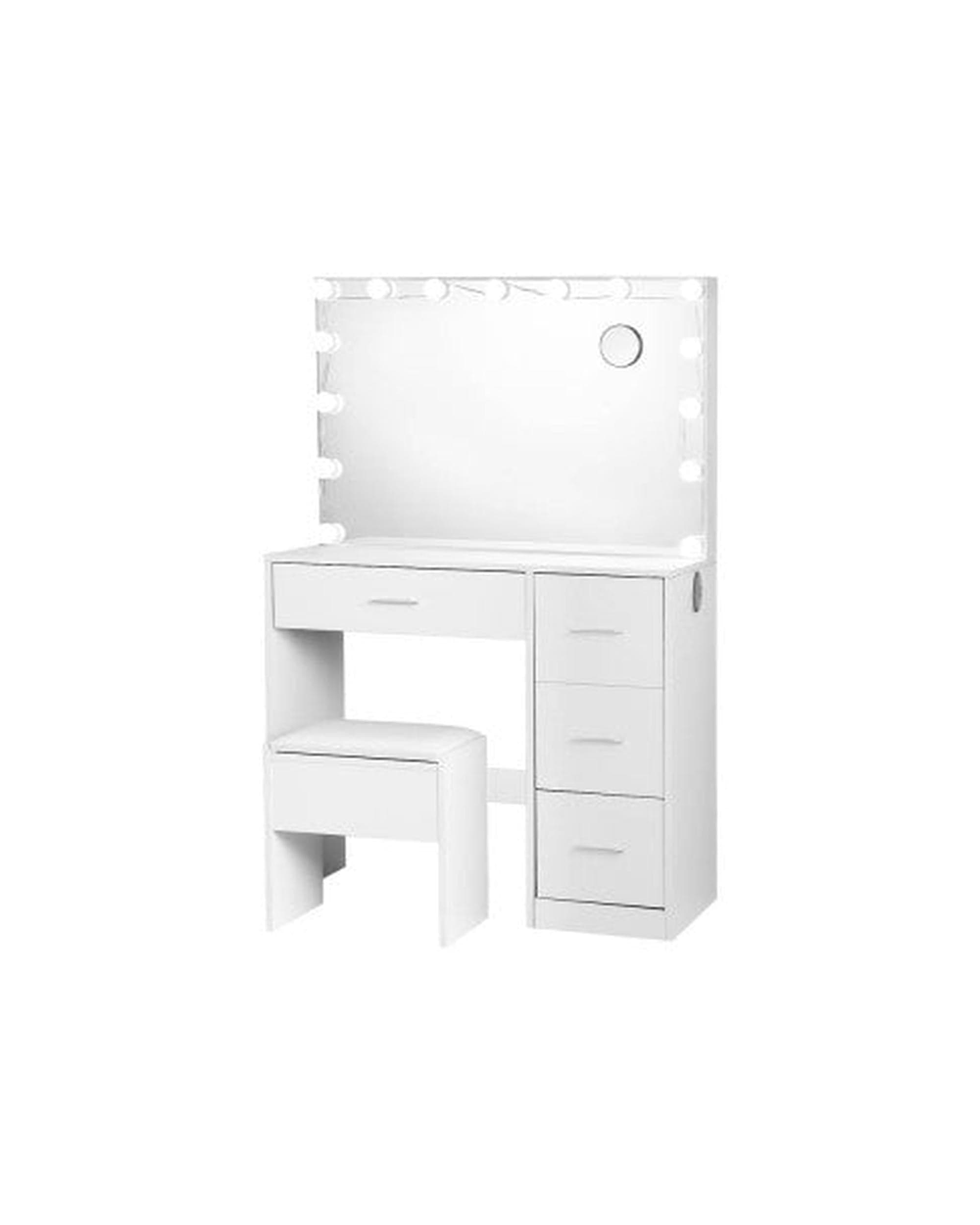 Artiss Dressing Table Dressing Table Set Stool 15 Led Bulbs White Darcy