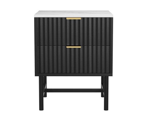 Artiss Bedside Table edside Table 2 Drawers - Black