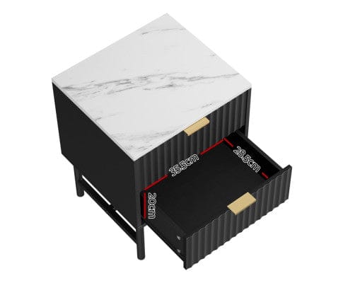 Artiss Bedside Table edside Table 2 Drawers - Black