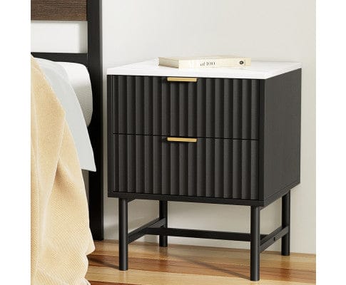 Artiss Bedside Table edside Table 2 Drawers - Black