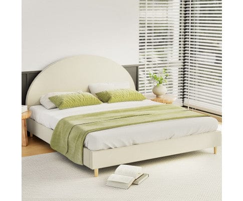 Artiss Bedframe ELLA Bed Frame Velvet Cream
