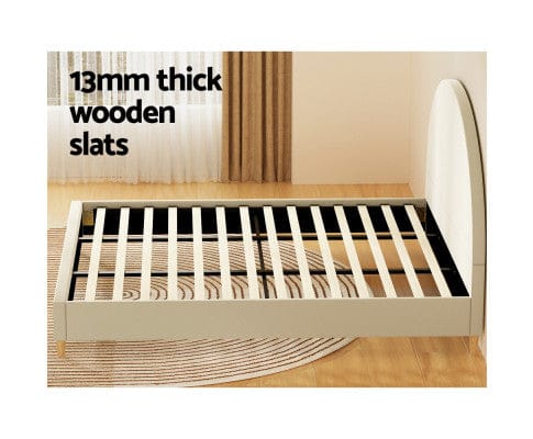 Artiss Bedframe ELLA Bed Frame Velvet Cream