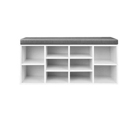 Artiss Shoe Rack Fabric Shoe Bench with Storage Cubes - White