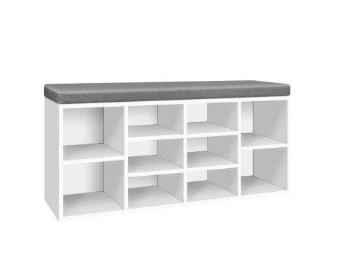 Artiss Shoe Rack Fabric Shoe Bench with Storage Cubes - White