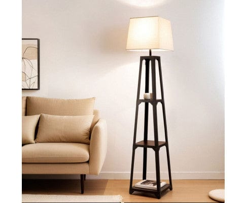 ARTISS Floor Lamp Floor Lamp 3 Tier Shelf Storage LED Light Stand Home Room Vintage White