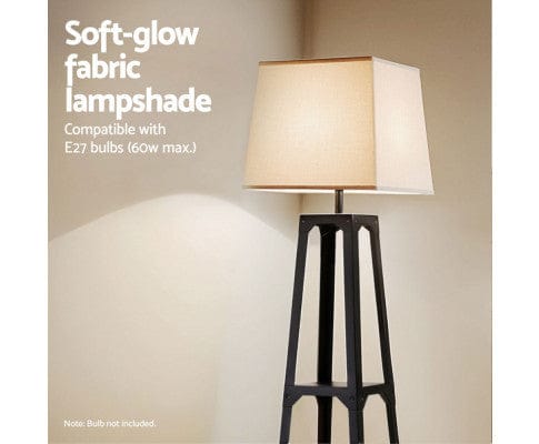 ARTISS Floor Lamp Floor Lamp 3 Tier Shelf Storage LED Light Stand Home Room Vintage White