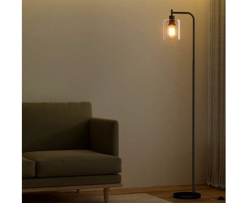 ARTISS Floor Lamp Floor Lamp Light Stand Modern Home Living Room Office Reading Glass Shade Black