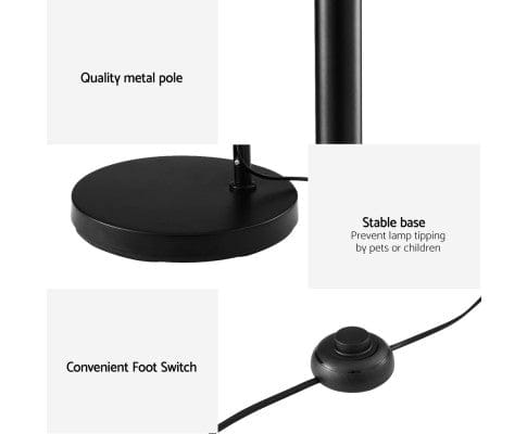 ARTISS Floor Lamp Floor Lamp Light Stand Modern Home Living Room Office Reading Glass Shade Black