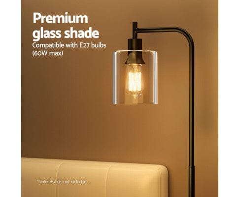 ARTISS Floor Lamp Floor Lamp Light Stand Modern Home Living Room Office Reading Glass Shade Black