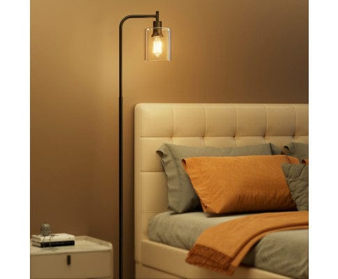 ARTISS Floor Lamp Floor Lamp Light Stand Modern Home Living Room Office Reading Glass Shade Black