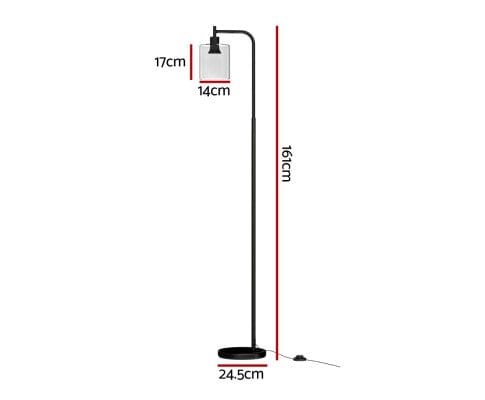 ARTISS Floor Lamp Floor Lamp Light Stand Modern Home Living Room Office Reading Glass Shade Black