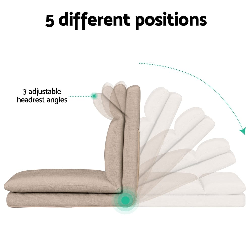 Artiss Sofa Floor Lounge Sofa Bed 1 Seater Linen Beige