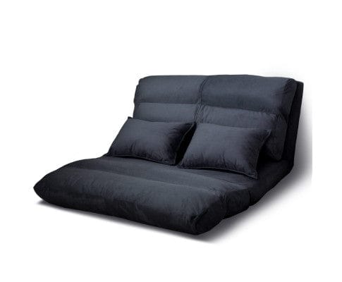 Artiss Sofa Floor Lounge Sofa Bed 2-seater Charcoal Suede