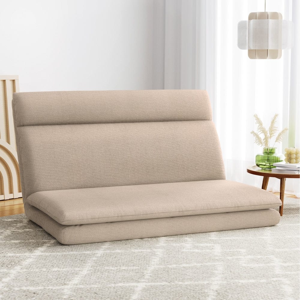 Artiss Sofa Floor Lounge Sofa Bed 2 Seater Linen Beige