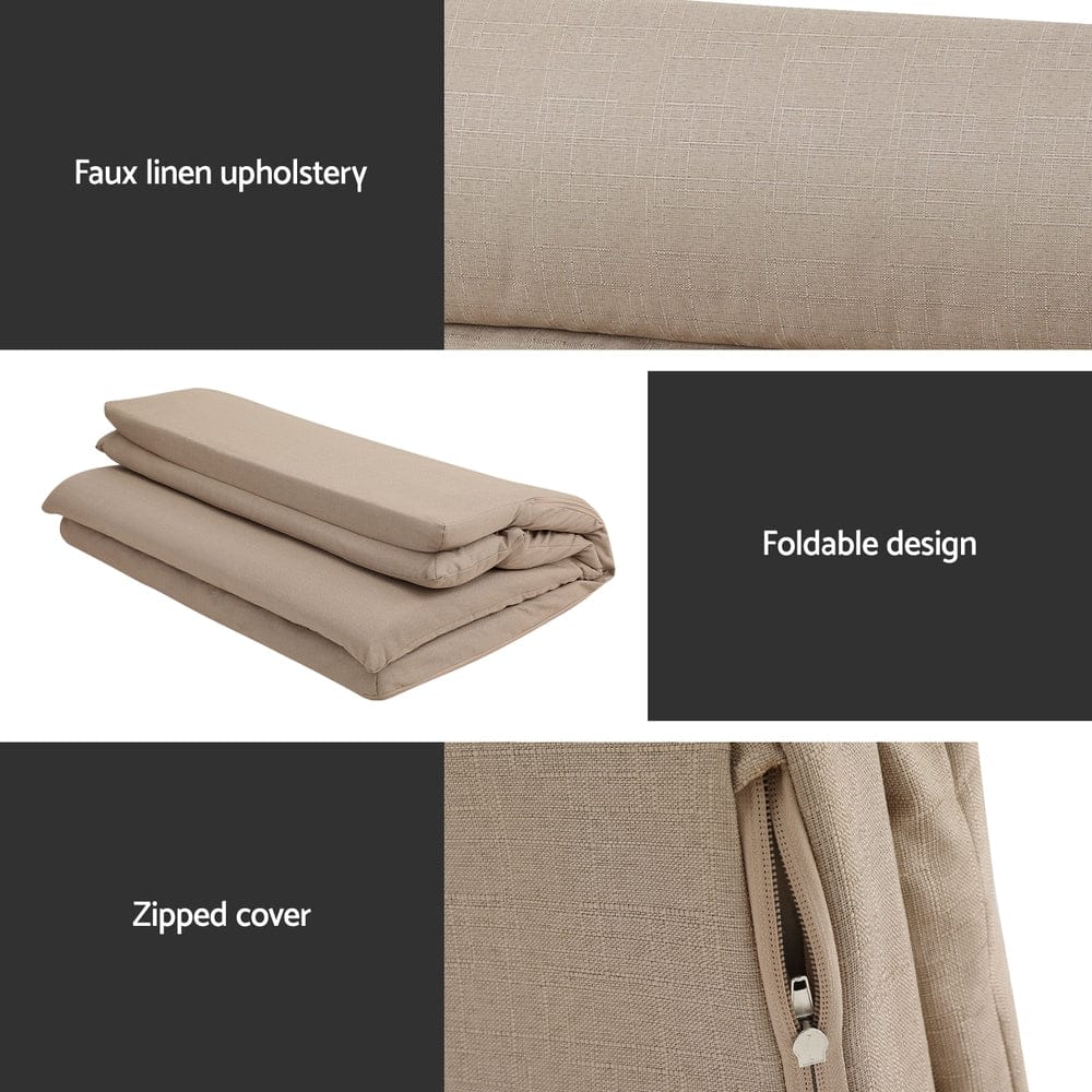 Artiss Sofa Floor Lounge Sofa Bed 2 Seater Linen Beige