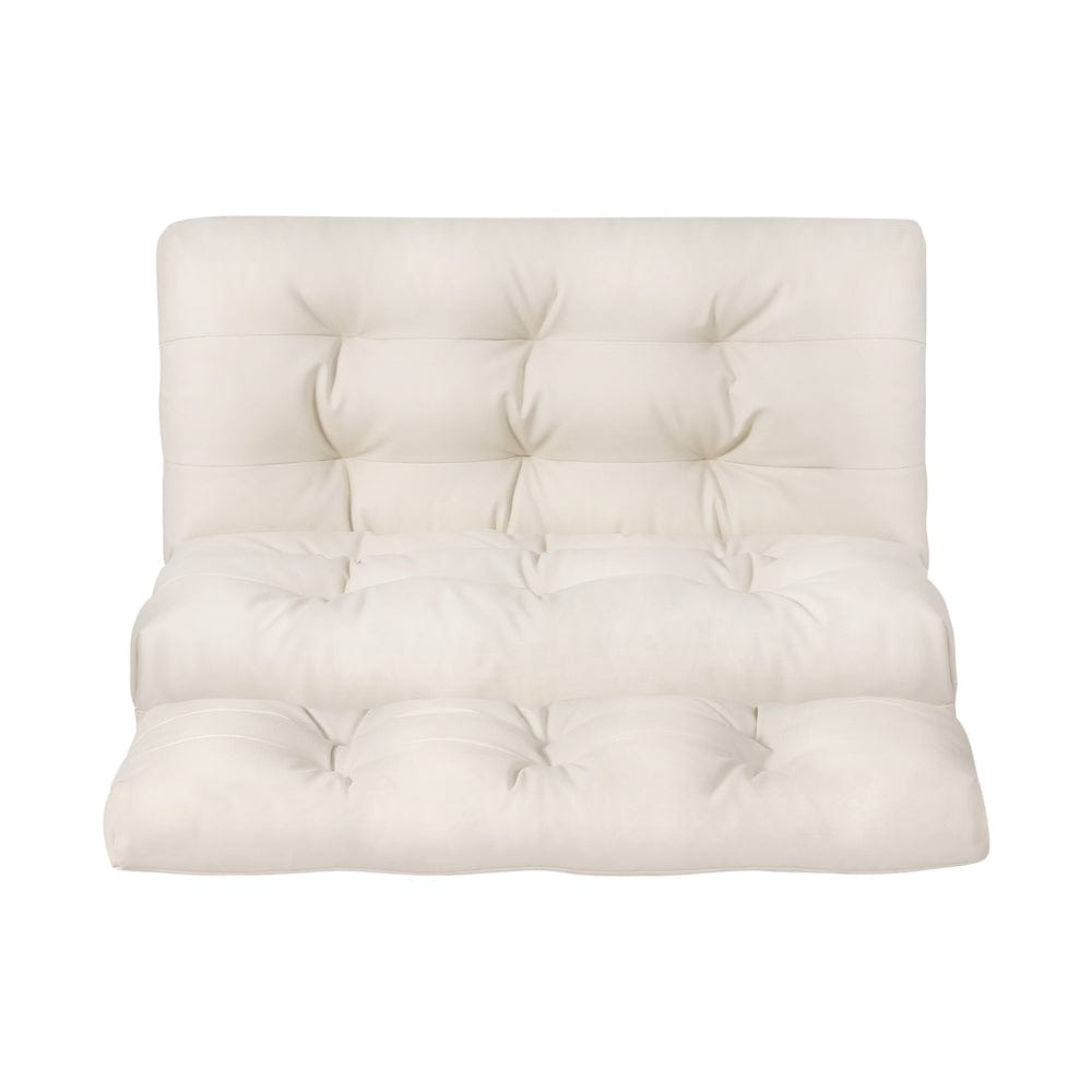 Artiss Sofa Floor Lounge Sofa Bed 2 Seater Pillow Leather White