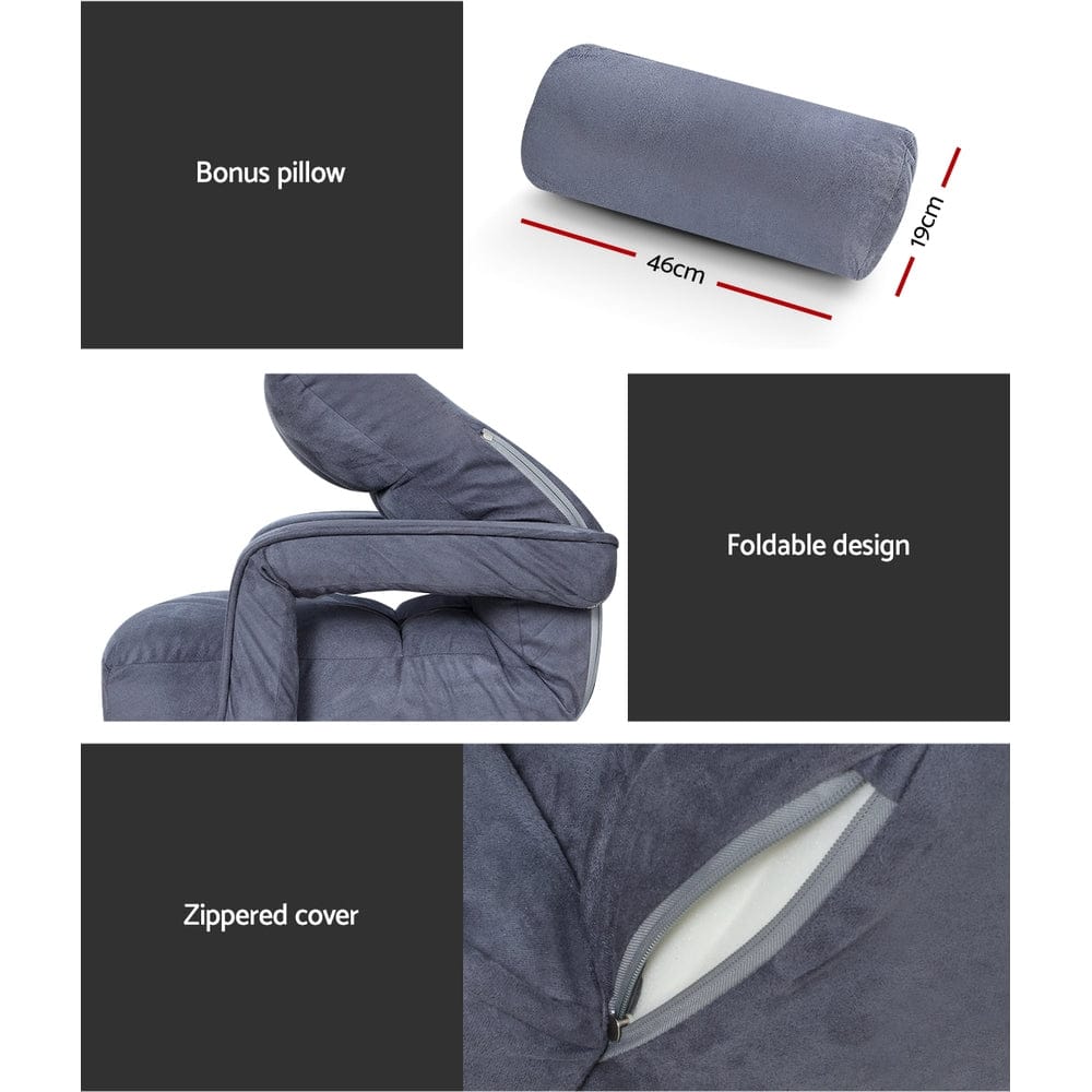 Artiss Sofa Floor Lounge Sofa Bed Swivel Charcoal
