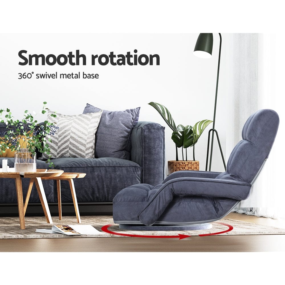 Artiss Sofa Floor Lounge Sofa Bed Swivel Charcoal