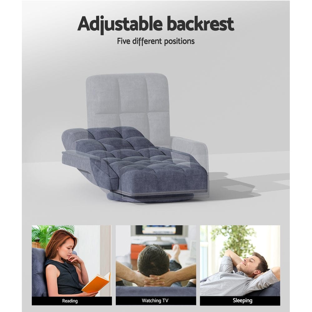 Artiss Sofa Floor Lounge Sofa Bed Swivel Charcoal