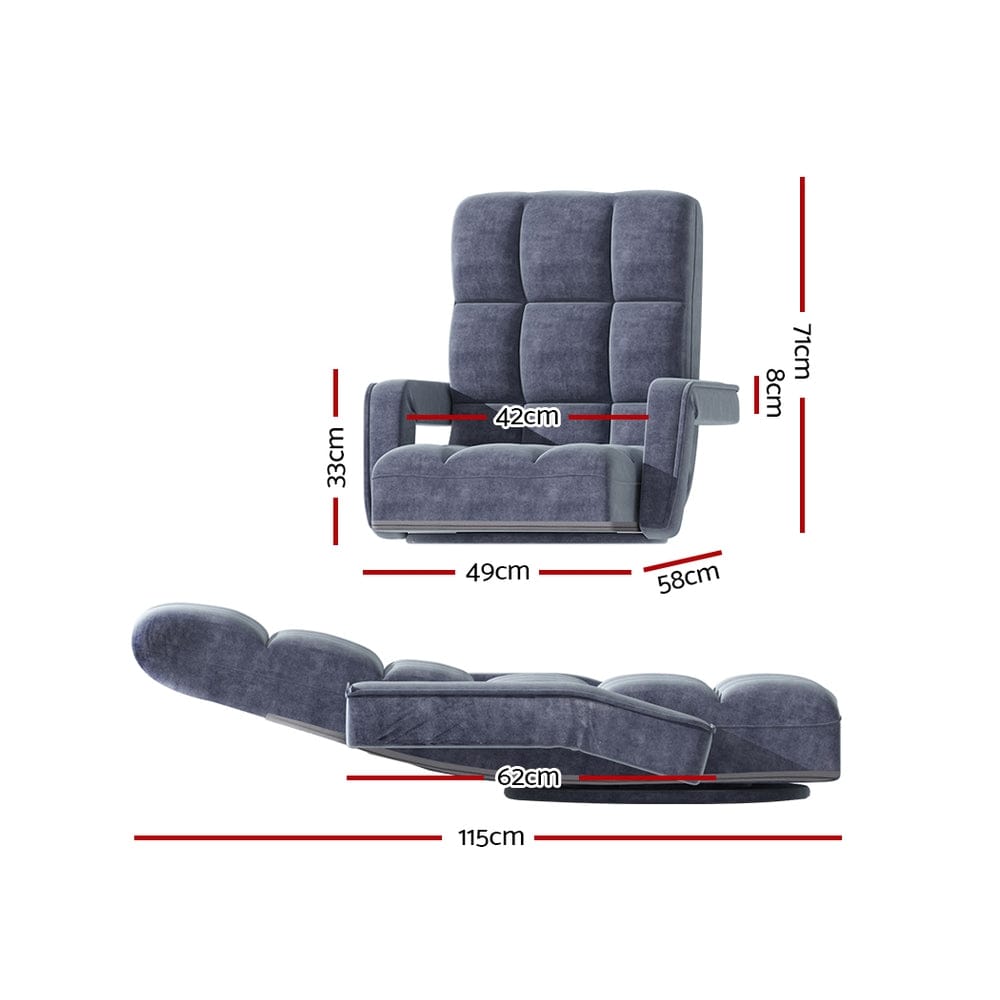 Artiss Sofa Floor Lounge Sofa Bed Swivel Charcoal