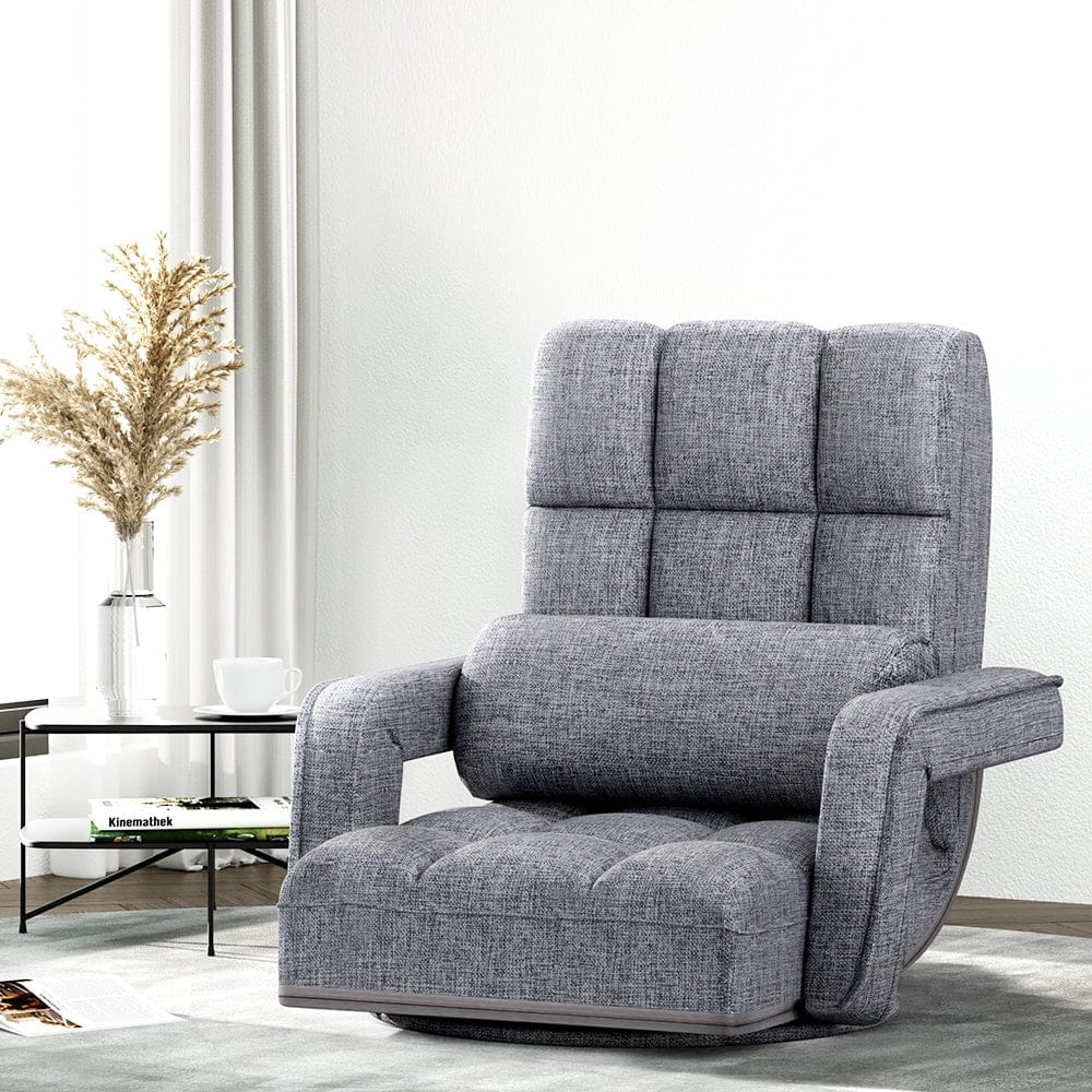 Artiss Sofa Floor Lounge Sofa Bed Swivel Grey