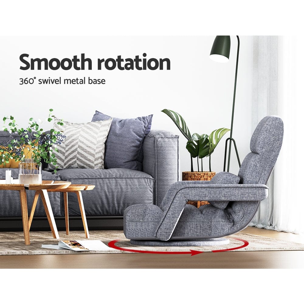 Artiss Sofa Floor Lounge Sofa Bed Swivel Grey