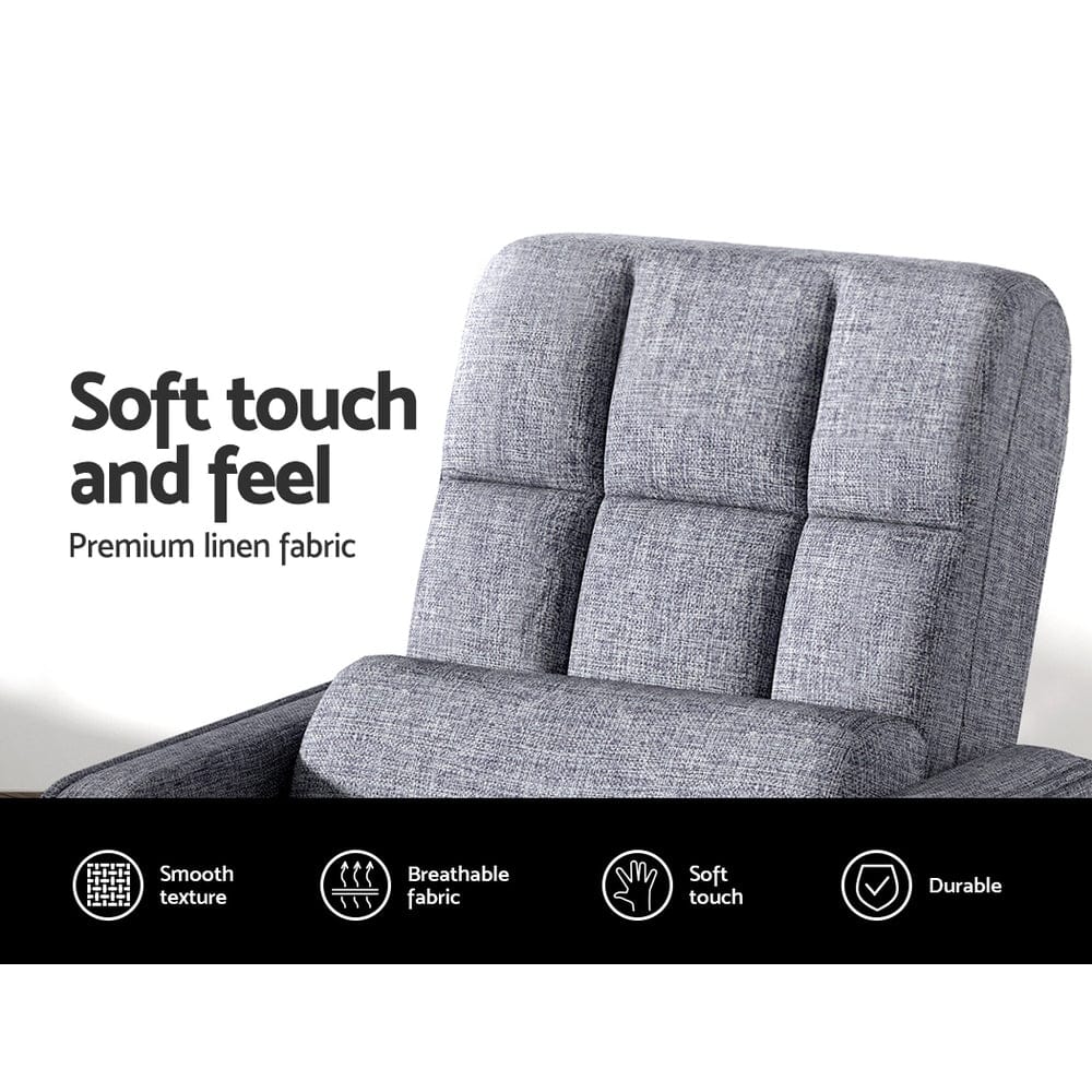 Artiss Sofa Floor Lounge Sofa Bed Swivel Grey