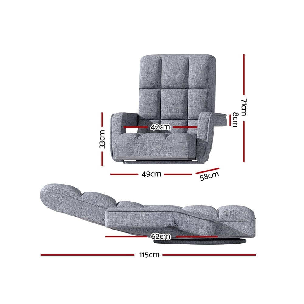 Artiss Sofa Floor Lounge Sofa Bed Swivel Grey