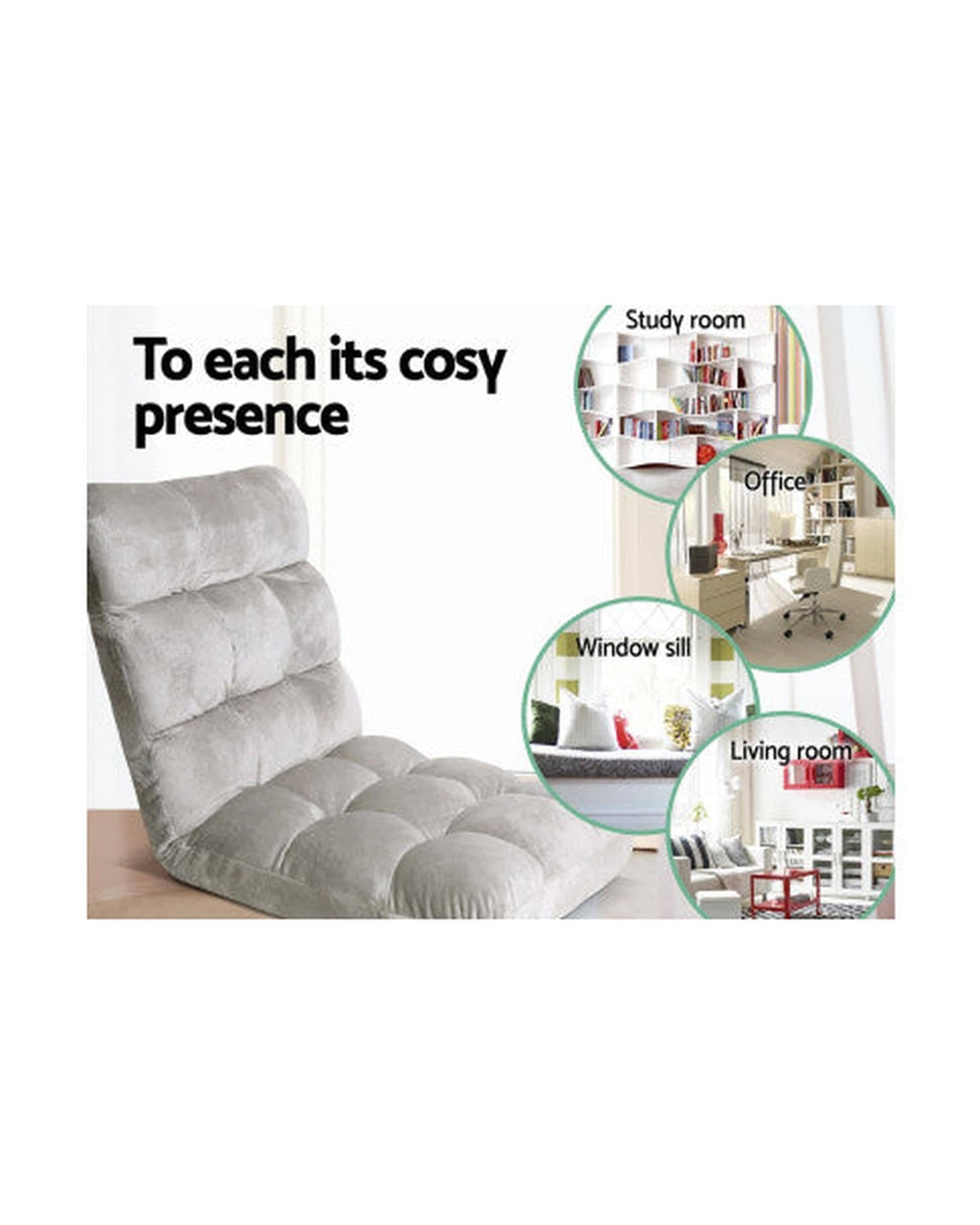 Artiss Sofa Lounge Sofa Bed Flannel Fabric Grey