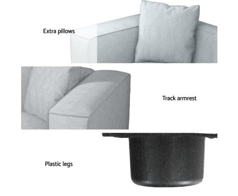 Artiss Sofa Modular Sofa Chaise Set 2-Seater Grey