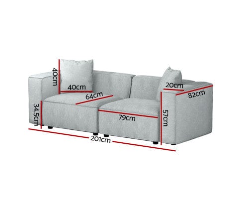 Artiss Sofa Modular Sofa Chaise Set 2-Seater Grey