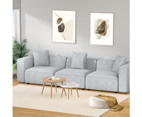 Artiss Sofa Modular Sofa Chaise Set 3-Seater Grey