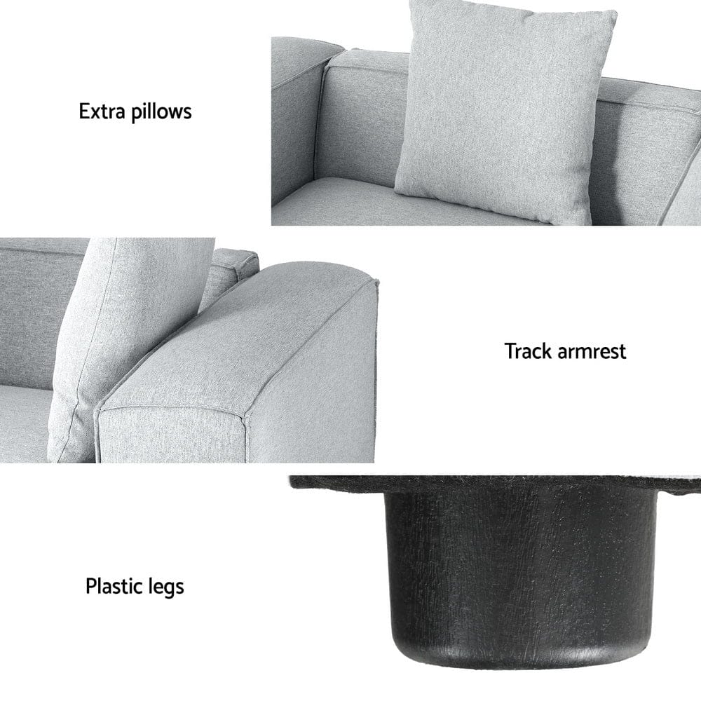 Artiss Sofa Modular Sofa Chaise Set 4-Seater Grey