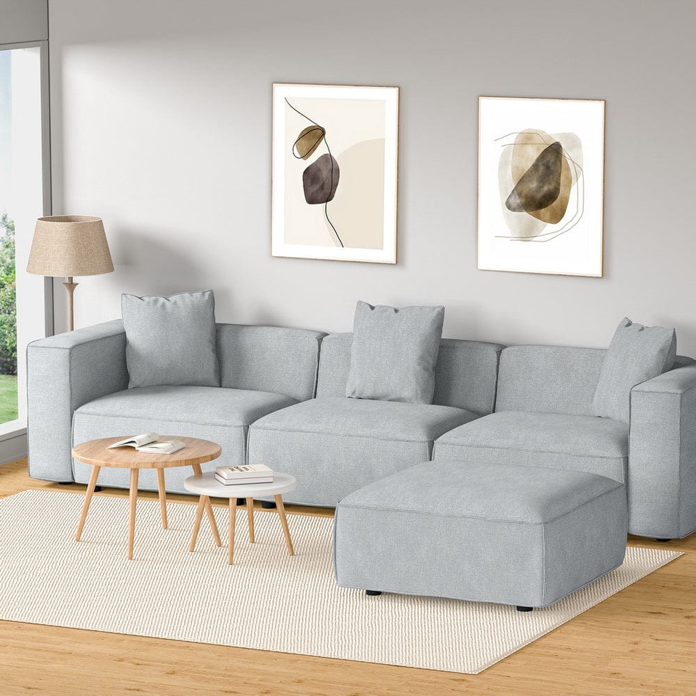 Artiss Sofa Modular Sofa Chaise Set 4-Seater Grey