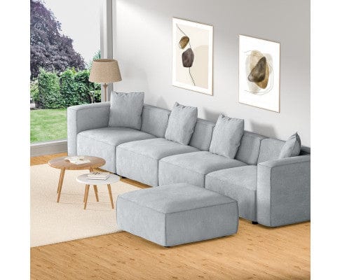Artiss Sofa Modular Sofa Chaise Set 5-Seater Grey