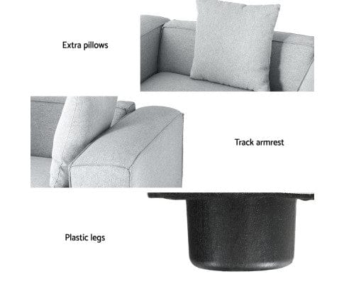 Artiss Sofa Modular Sofa Chaise Set 5-Seater Grey