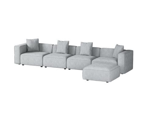 Artiss Sofa Modular Sofa Chaise Set 5-Seater Grey