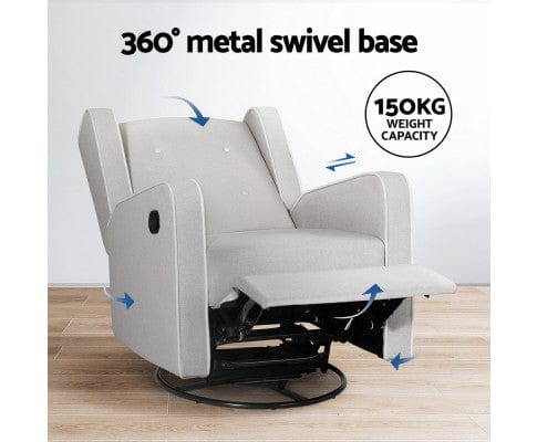Artiss Massage Chair Recliner Armchair 360Â° Swivel Grey Fabric