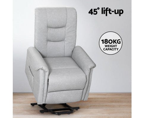 Artiss Massage Chair Recliner Chair Lift Assist Chair Grey Leather