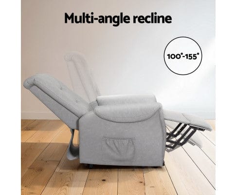 Artiss Massage Chair Recliner Chair Lift Assist Chair Grey Leather