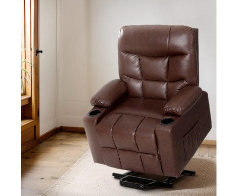Artiss Massage Chair Recliner Chair Lift Assist Heated Massage Chair Leather Claude