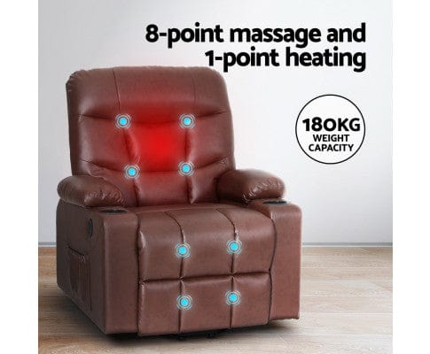 Artiss Massage Chair Recliner Chair Lift Assist Heated Massage Chair Leather Claude