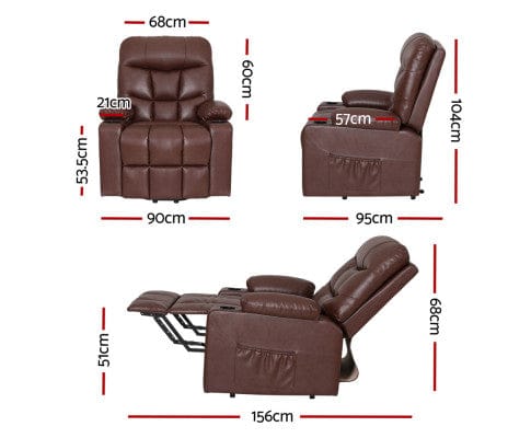 Artiss Massage Chair Recliner Chair Lift Assist Heated Massage Chair Leather Claude