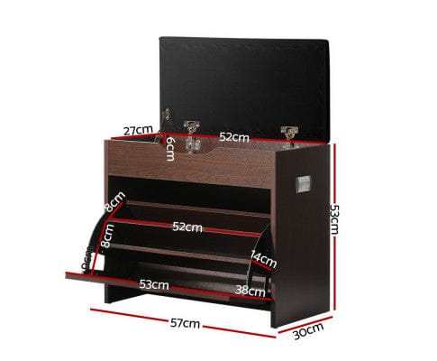 Artiss Shoe Rack Shoe Cabinet Bench Shoes Organiser Storage Rack Wooden Cupboard 15 Pairs
