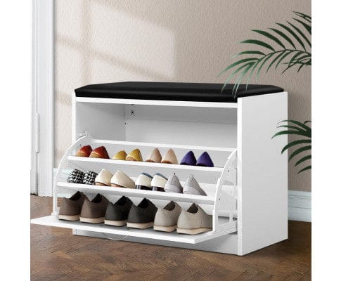 Artiss Shoe Rack Shoe Cabinet Bench Shoes Storage Rack Organiser Drawer White 15 Pairs