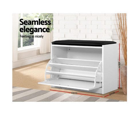 Artiss Shoe Rack Shoe Cabinet Bench Shoes Storage Rack Organiser Drawer White 15 Pairs