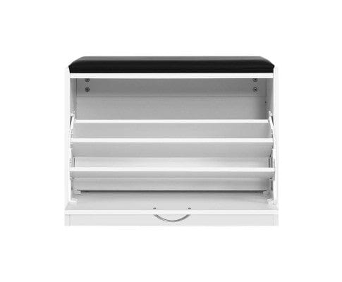 Artiss Shoe Rack Shoe Cabinet Bench Shoes Storage Rack Organiser Drawer White 15 Pairs