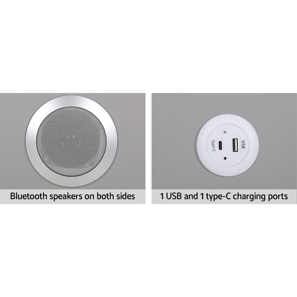 Artiss Bedside Table Smart Bedside Table 2 Drawers with Wireless Charging Ports LED Grey AIDA