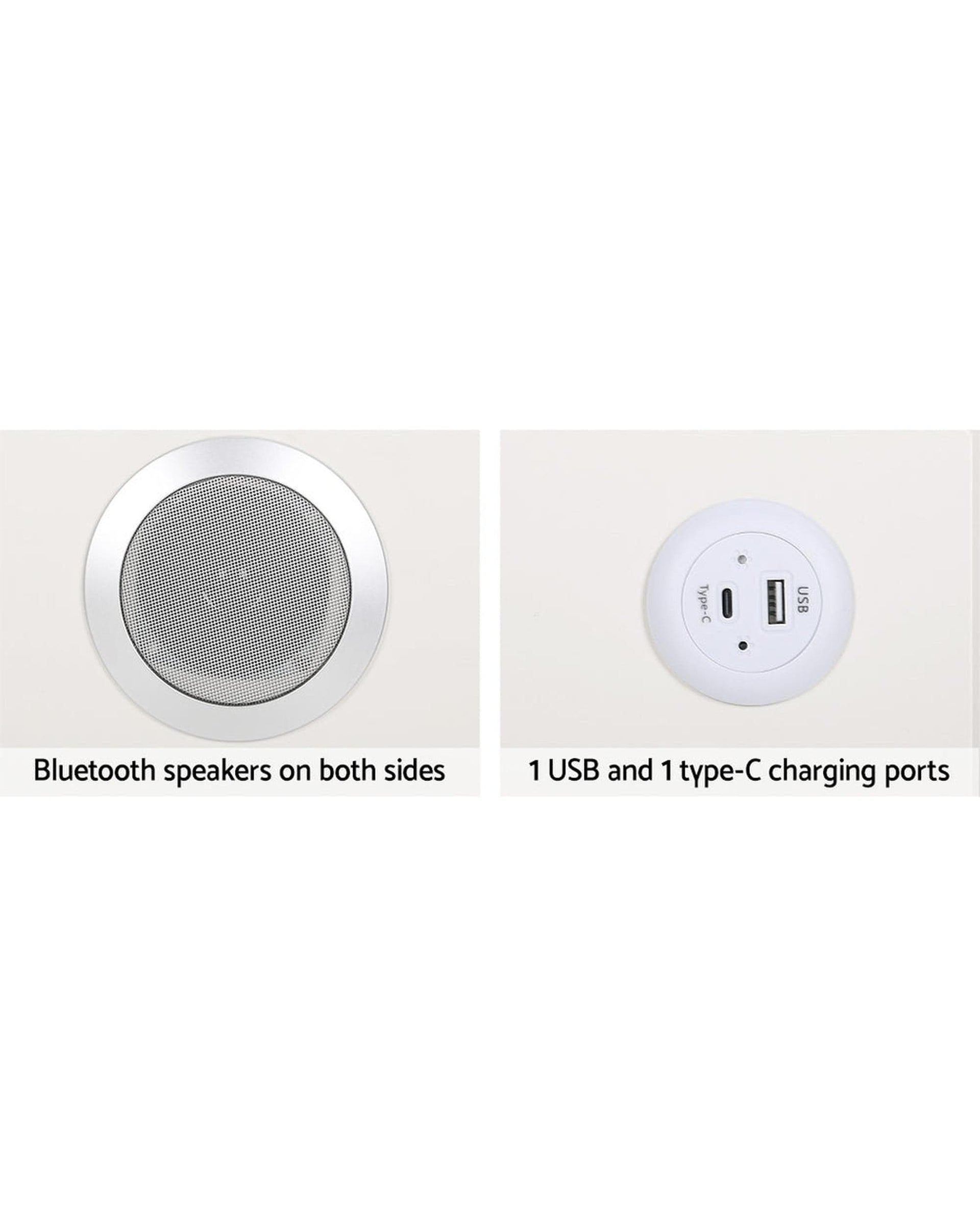 Artiss Bedside Table Smart Bedside Table 2 Drawers with Wireless Charging Ports LED White AIKA