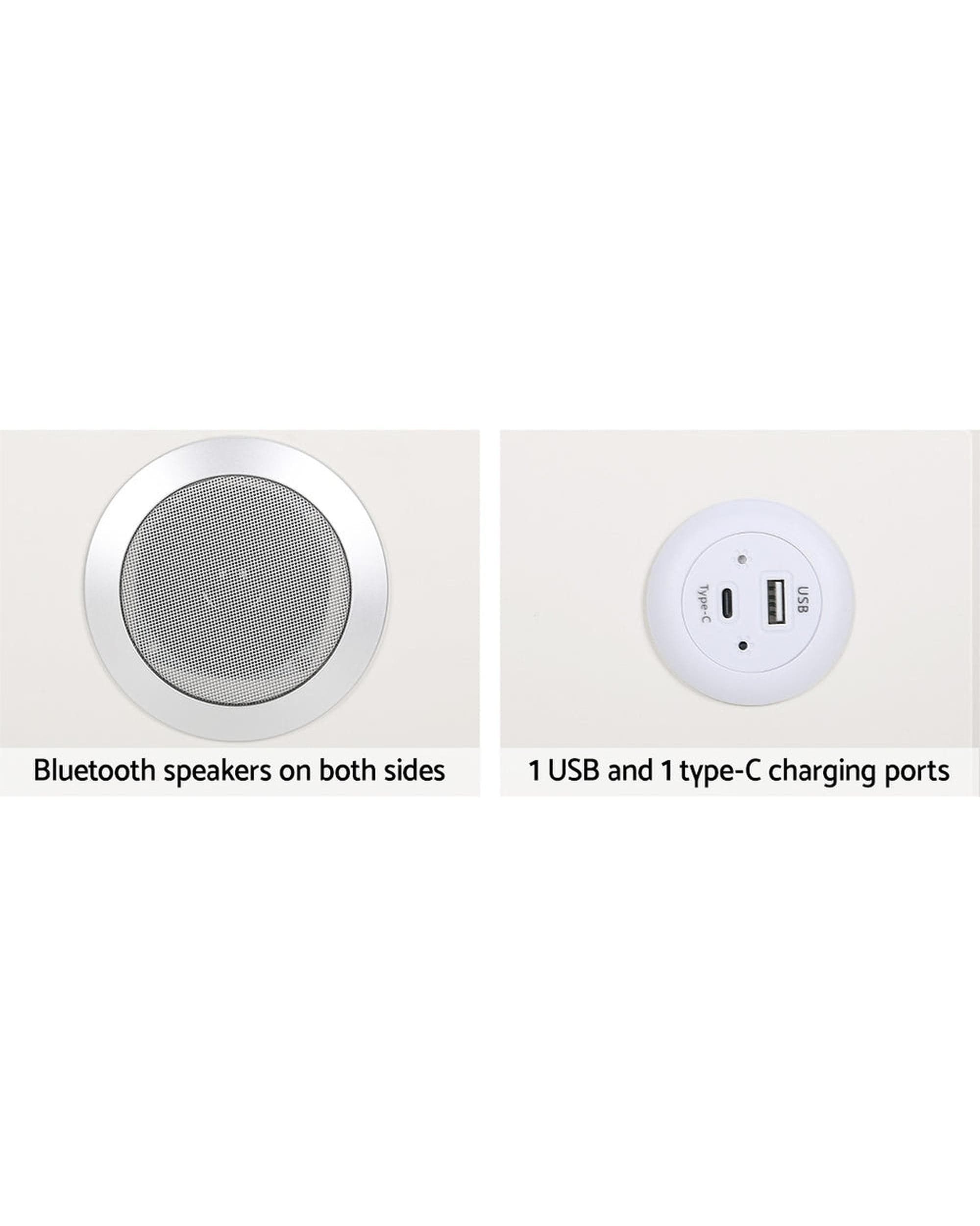 Artiss Bedside Table Smart Bedside Table 2 Drawers with Wireless Charging Ports LED White AIKA